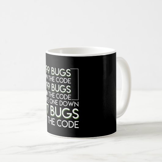 Coder Programmer 99 bugs maakt 117 buik vast Koffiemok (Voorkant rechts)