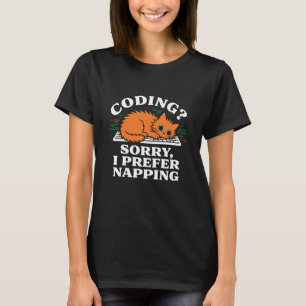 Coderende Kat Grappige Slapende Ontwikkelaar Progr T-shirt