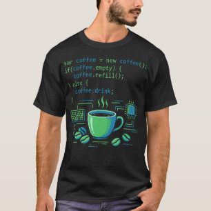 Coderende koffiedrinkprogramma softwareontwikkelaa t-shirt