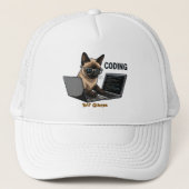 Coderende Siamese Kat Cartoon Trucker Pet (Voorkant)