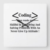 Codering Coder Ontwikkelaar Programmer Coding Vierkante Klok (Voorkant)