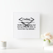 Codering Coder Ontwikkelaar Programmeur Codering Vierkante Klok (Huis)