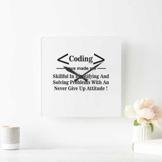Codering Coder Ontwikkelaar Programmeur Codering Vierkante Klok (Huis)