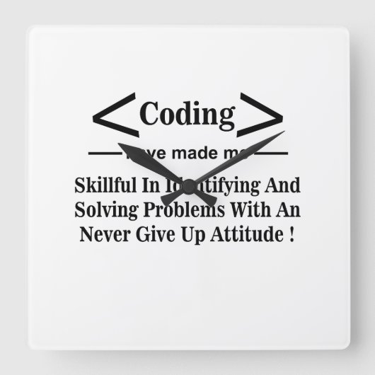 Codering Coder Ontwikkelaar Programmeur Codering Vierkante Klok (Voorkant)