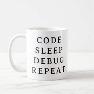 Codering Gift Mok – Code Slaap Debug Herhaal Mok