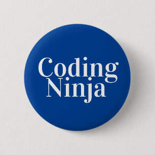 Codering Ninja Blauw Wit Ronde Button 5,7 Cm