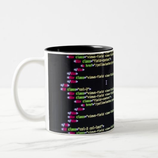 codering-thema-mok tweekleurige koffiemok (Links)