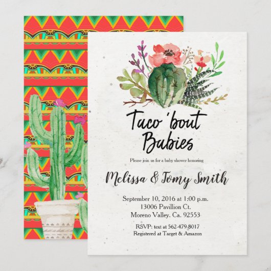 Codes baby showers cactus kaart (Voorkant / Achterkant)