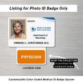 Codes d'urgence Badge d'identification avec photo