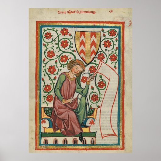 Codex Manesse Graf Rudolf von Neuenburg Poster (Voorkant)