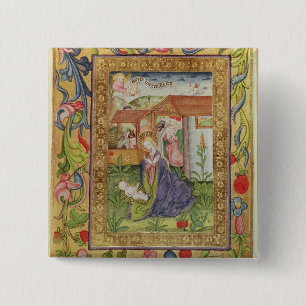 Codex Ser Nov 2599 f. 39v De geboorte van Christus Vierkante Button 5,1 Cm