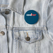 Codher Girl Programmer Women Stem Engineer Lovers Ronde Button 5,7 Cm (In situ)