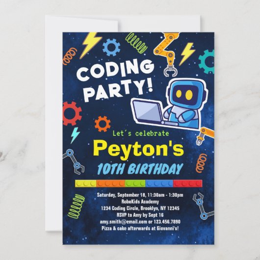 Coding Anniversaire Invitation de fête pour enfant (Devant)