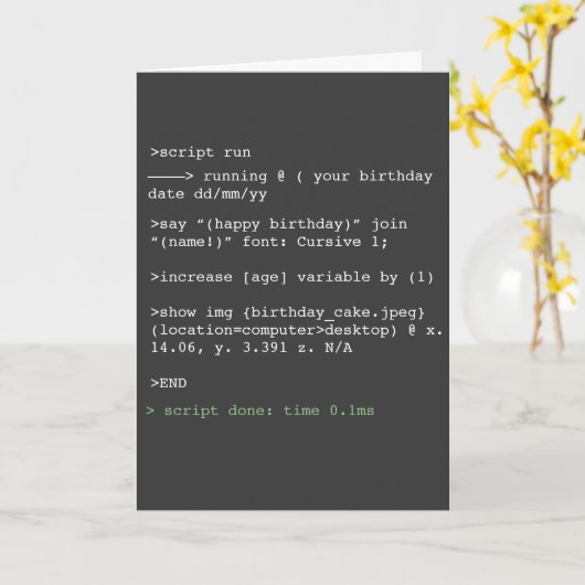 Coding Funny Humoristique Pas Intérieur Carte Anni (Fleur jaune)