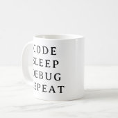 Coding Gift Mug - Code Sleep Debug Répéter Mug (Devant gauche)