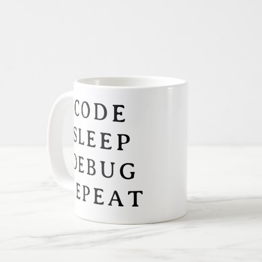 Coding Gift Mug - Code Sleep Debug Répéter Mug (Devant gauche)