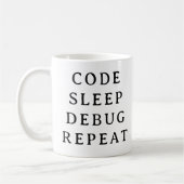 Coding Gift Mug - Code Sleep Debug Répéter Mug (Gauche)