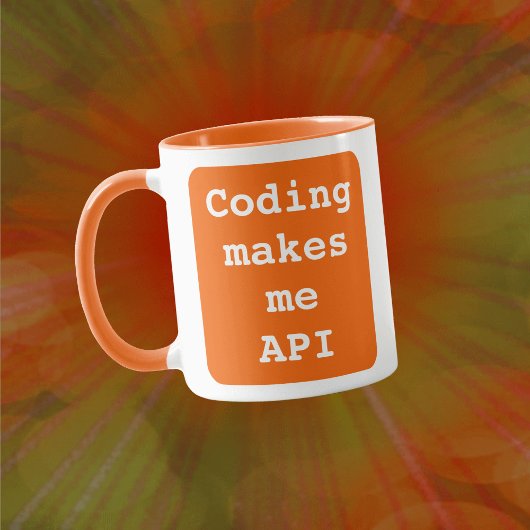 "Coding maakt me API" Funny (Oranje achtergrond) Mok