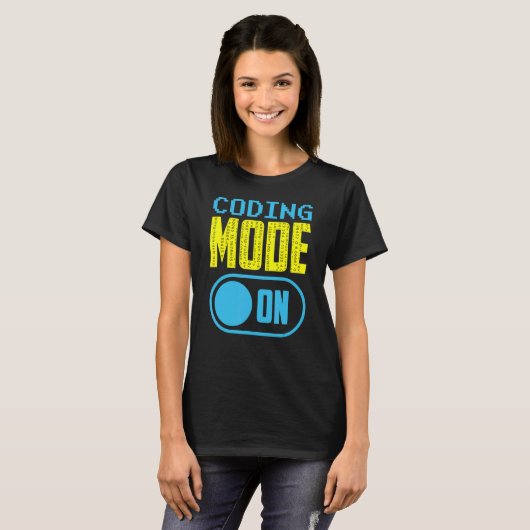 Coding Mode On Sayings Programmer Code Coder T-shirt (Voorkant volledig)