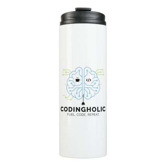 Codingholic Developer Fuel Your Brain Thermosbeker (Voorkant)