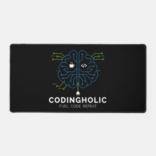 Codingholic Tech Brain Dark Programmer & Coders Bureaumat (Voorkant)