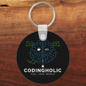 Codingholic Tech Brain Dark Programmer Sleutelhanger (Voorkant)