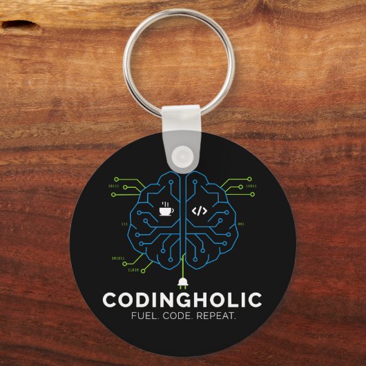 Codingholic Tech Brain Dark Programmer Sleutelhanger (Voorkant)
