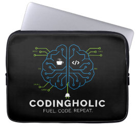 Codingholic Tech Brain Donkere programmeur Laptop Sleeve