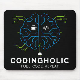 Codingholic Tech Brain For Developers Dark Muismat