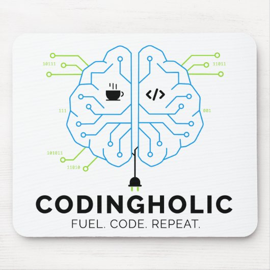 Codingholic Tech Brain Programmer | Developer Gift Muismat (Voorkant)