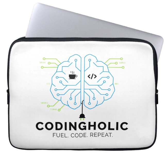 Codingholic Tech Brain Programmer | Developer Laptop Sleeve (Voorkant)