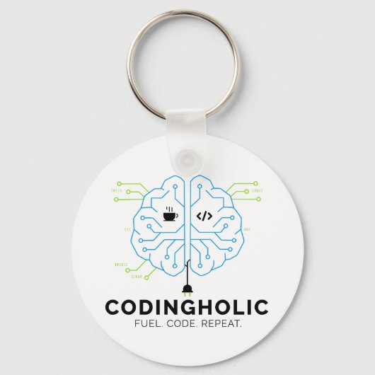 Codingholic Tech Brain Programmer  Sleutelhanger (Voorkant)