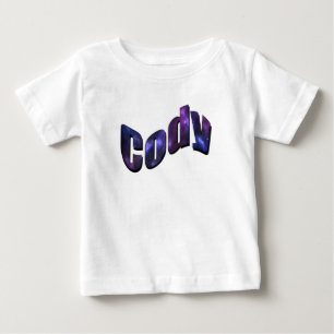 Cody naam gemaakt met blauwe nevelwolken,