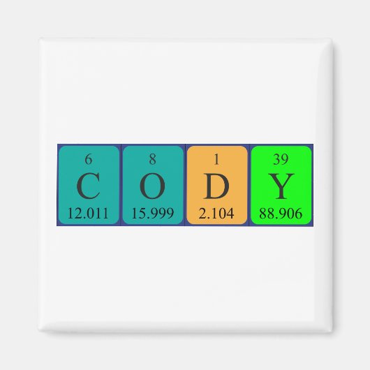 Cody periodieke table name magnet magneet (Voorkant)