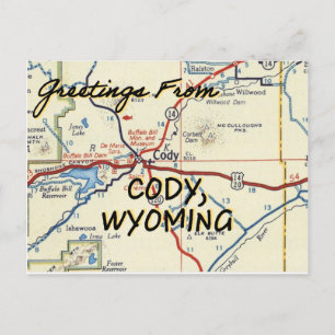 Cody Wyoming Map Briefkaart