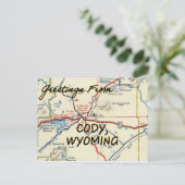 Cody Wyoming Map Briefkaart (Staand voorkant)