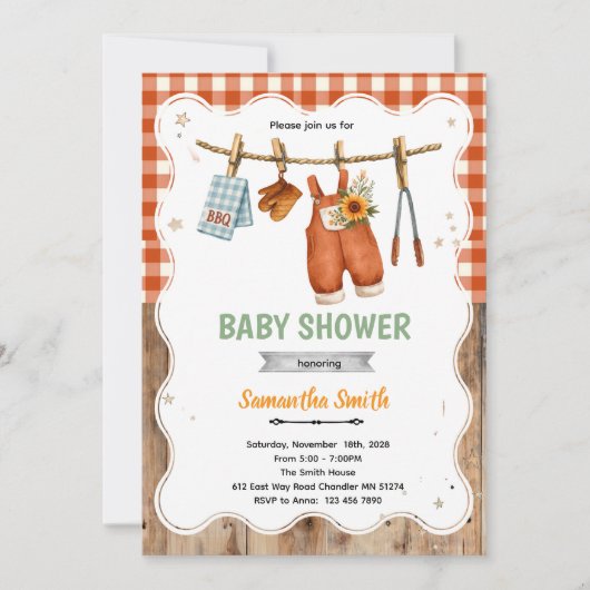 Coed BBQ Baby Shower invitation Kaart (Voorkant)