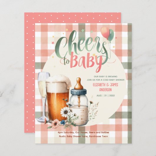 COED Bubbles Brouwt Flessen Sage Peach Gingham Bab (Voorkant / Achterkant)