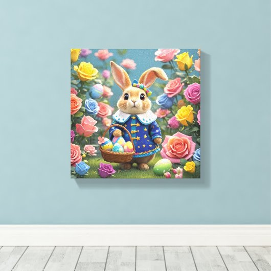 Coelho da páscoa fofinho canvas afdruk (Insitu (Houten vloer))