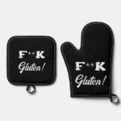 Coeliakie grap, haat gluten grappig ovenwant & pannenlap set (Voorkant)