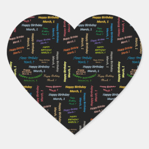 Cœur 1er mars Sticker pour l'anniversaire