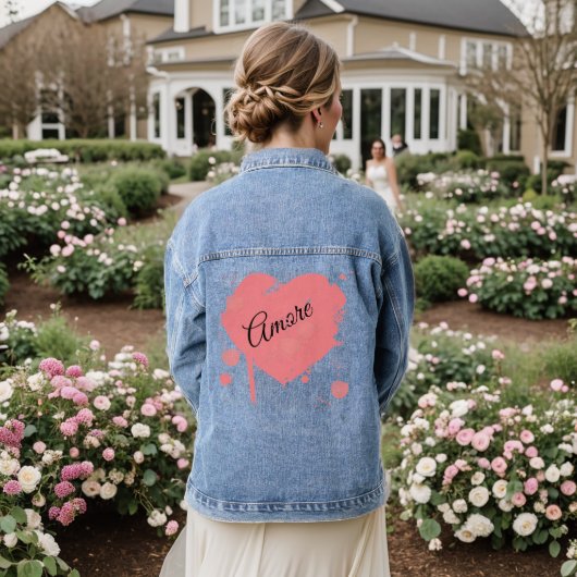 Coeur "Amore" Grunge Denim Veste (Mariage Retour)