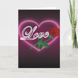 Coeur, amour et carte de voeux rose