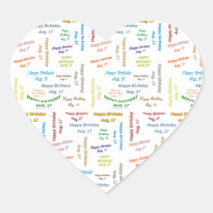 Cœur Août, 17 Anniversaire Sticker