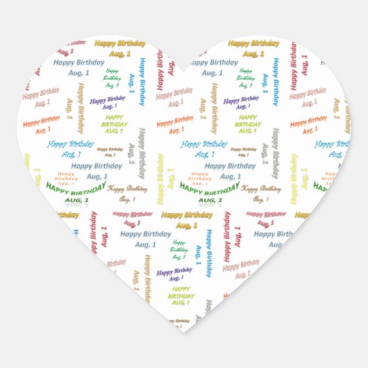 Cœur Août 1 Sticker Anniversaire (Devant)