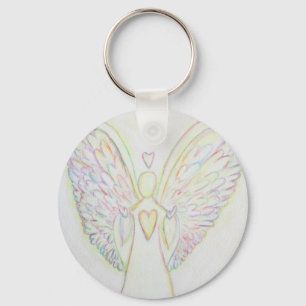 Cœur arc-en-ciel Ange de lumière blanche Porte-clé