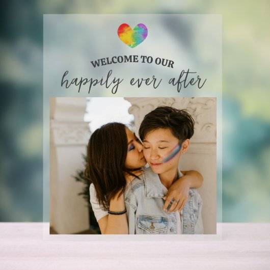 Coeur arc-en-ciel heureux après un Mariage LGBT (Neutre)