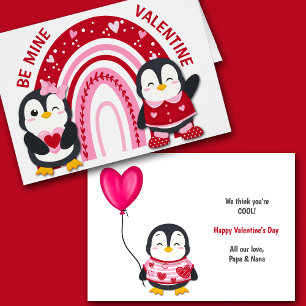 Coeur arc-en-ciel Penguin Enfants Valentine