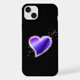 Cœur arc-en-ciel violet avec étoiles sur fond noir