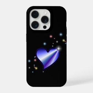 Cœur arc-en-ciel violet avec étoiles sur fond noir